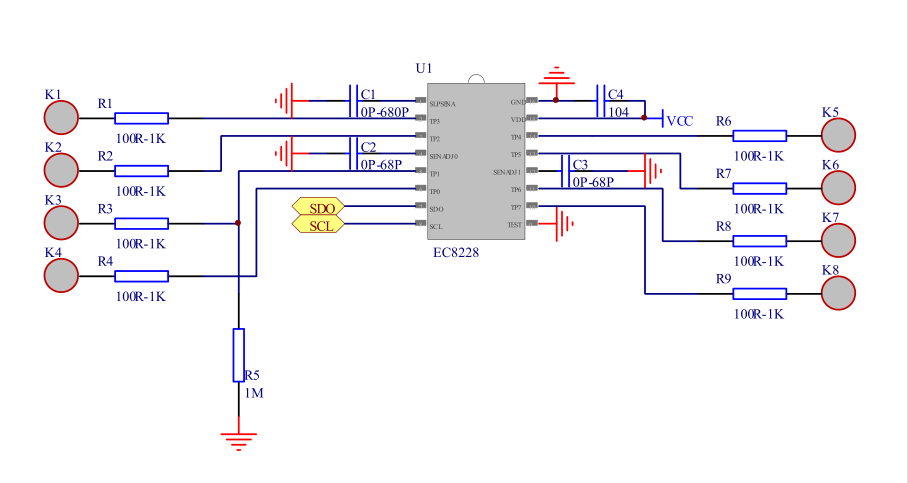 觸摸IC芯片參考電路圖