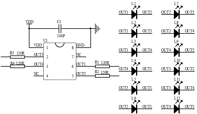 LED流水燈IC芯片