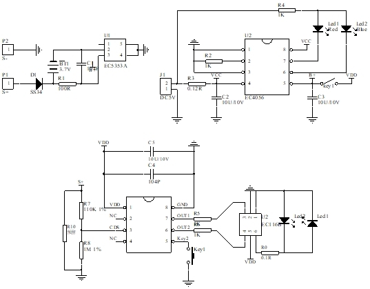 太陽能閃燈芯片方案電路圖