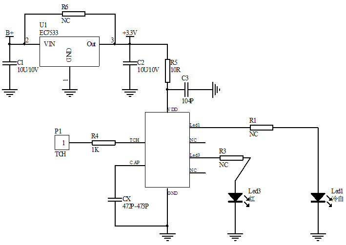 LED觸摸調(diào)光芯片電路